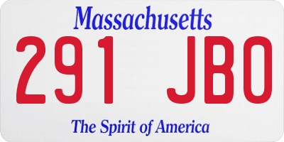 MA license plate 291JB0