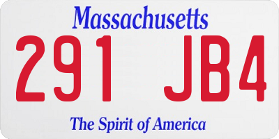 MA license plate 291JB4
