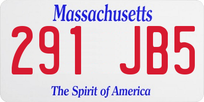 MA license plate 291JB5