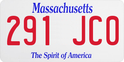 MA license plate 291JC0