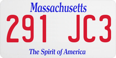 MA license plate 291JC3