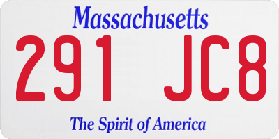 MA license plate 291JC8