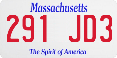 MA license plate 291JD3