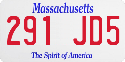 MA license plate 291JD5