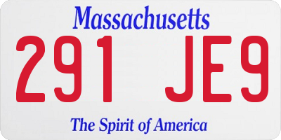 MA license plate 291JE9