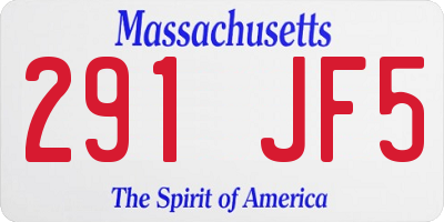 MA license plate 291JF5