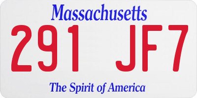 MA license plate 291JF7