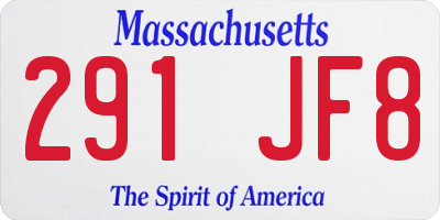 MA license plate 291JF8