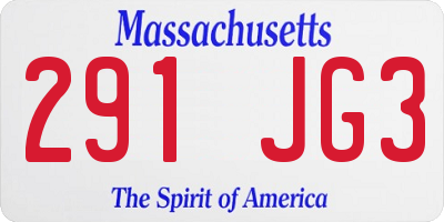MA license plate 291JG3