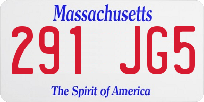 MA license plate 291JG5
