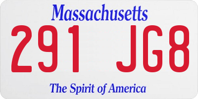 MA license plate 291JG8
