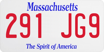 MA license plate 291JG9
