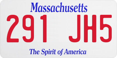 MA license plate 291JH5