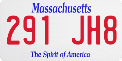 MA license plate 291JH8