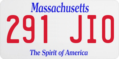 MA license plate 291JI0