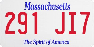 MA license plate 291JI7