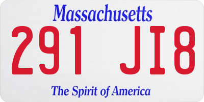 MA license plate 291JI8