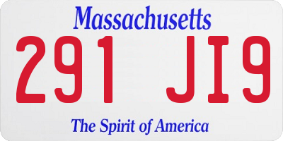 MA license plate 291JI9