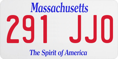 MA license plate 291JJ0