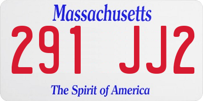 MA license plate 291JJ2
