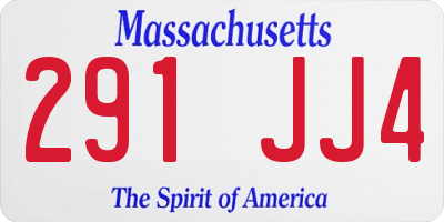 MA license plate 291JJ4