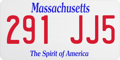 MA license plate 291JJ5
