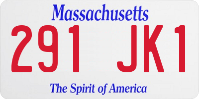 MA license plate 291JK1
