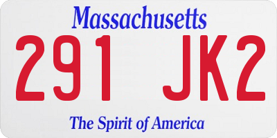 MA license plate 291JK2