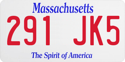 MA license plate 291JK5