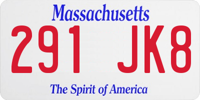 MA license plate 291JK8