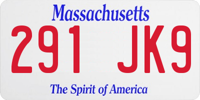 MA license plate 291JK9