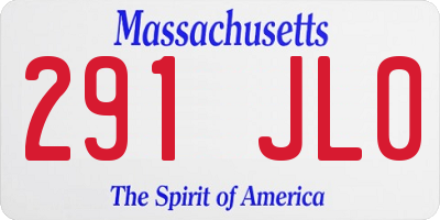 MA license plate 291JL0