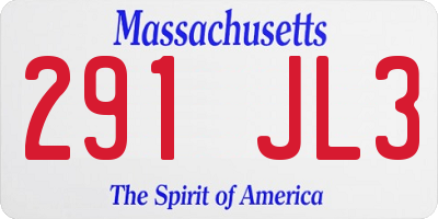 MA license plate 291JL3