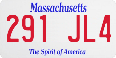 MA license plate 291JL4