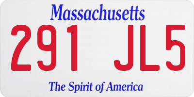 MA license plate 291JL5