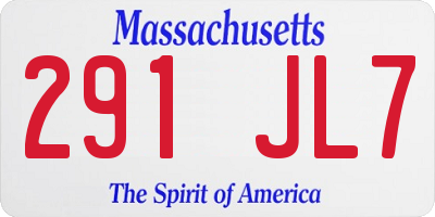 MA license plate 291JL7