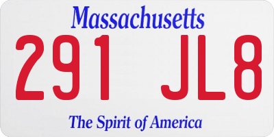 MA license plate 291JL8
