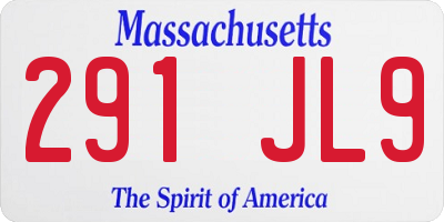 MA license plate 291JL9