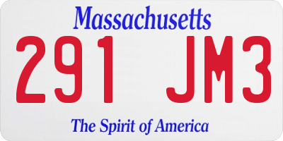 MA license plate 291JM3