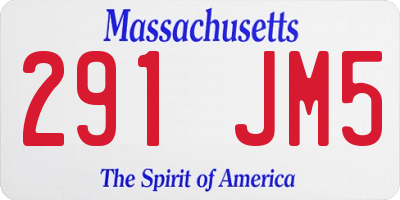 MA license plate 291JM5