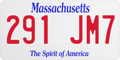 MA license plate 291JM7