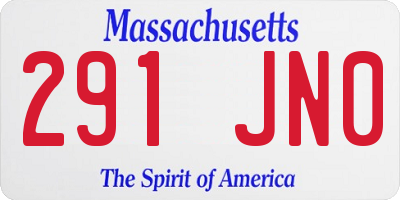 MA license plate 291JN0