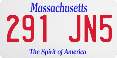 MA license plate 291JN5