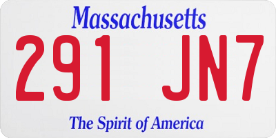 MA license plate 291JN7