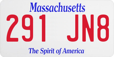 MA license plate 291JN8
