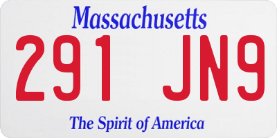MA license plate 291JN9