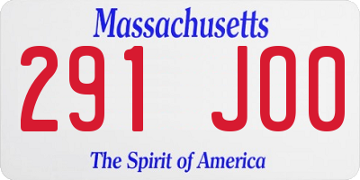 MA license plate 291JO0