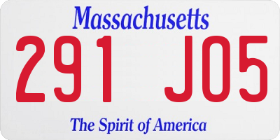 MA license plate 291JO5
