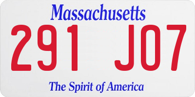 MA license plate 291JO7