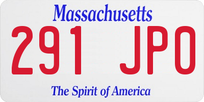 MA license plate 291JP0